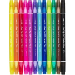 Dot markers 12-pack, tuschpennor med två spetsar – vanlig och rund prickspets