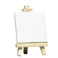 Ett mini-staffli av trä med en 7×7 cm stor målarduk!