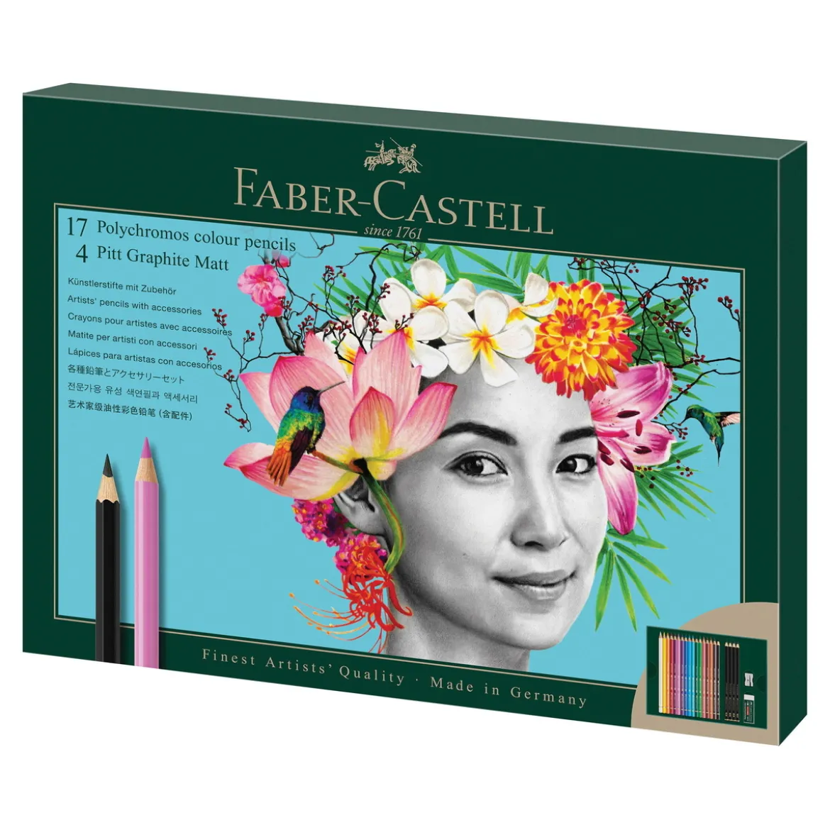 Faber-Castell Polychromos & Pitt Graphite Set, 17 färgpennor + 4 grafitpennor