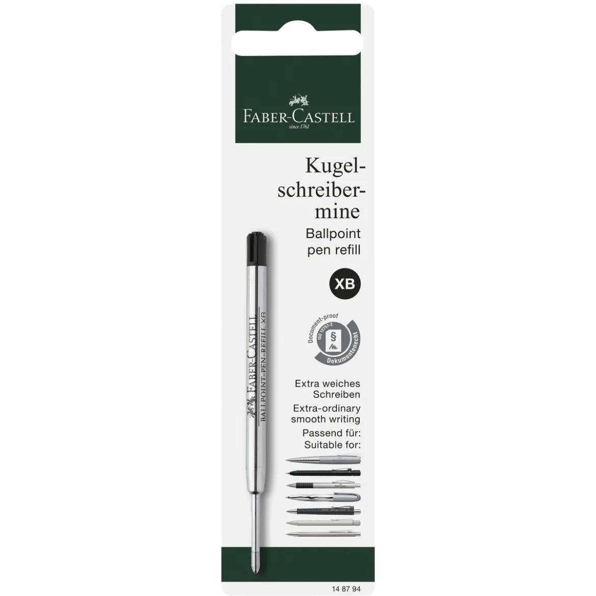 Faber-Castell refill till kulspetspennor XB, svart bläck