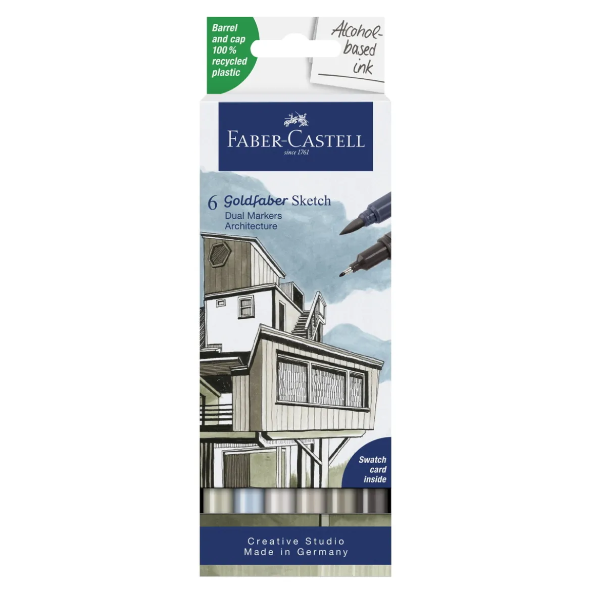 Faber-Castell Sketch Marker Architect, 6 tuschpennor med dubbelspets