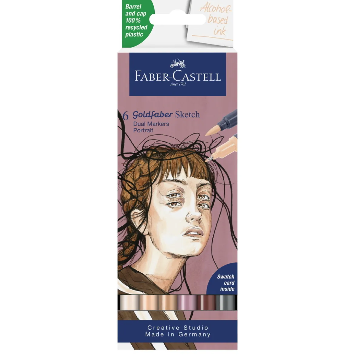 Faber-Castell Sketch Marker Portrait, 6 tuschpennor med dubbelspets