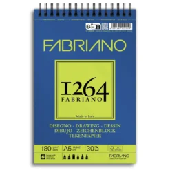 Fabriano ritblock, spiralbundet, F-1264 A5 (148×210 mm), 50 ark, 180 g/m²