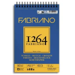 Fabriano spiralbundet skissblock F-1264 A5 (148×210 mm), 60 ark, 90 g/m²