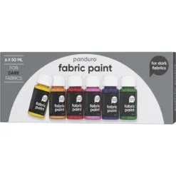 Fabric Paint set 6×50 ml, täckande textilfärger för mörkt tyg
