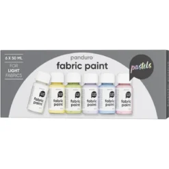 Fabric Paint set 6×50 ml, textilfärger i pastellfärger för ljust tyg