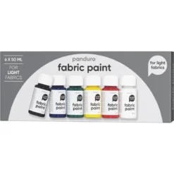 Fabric Paint set 6×50 ml, textilfärger i basfärger för ljust tyg