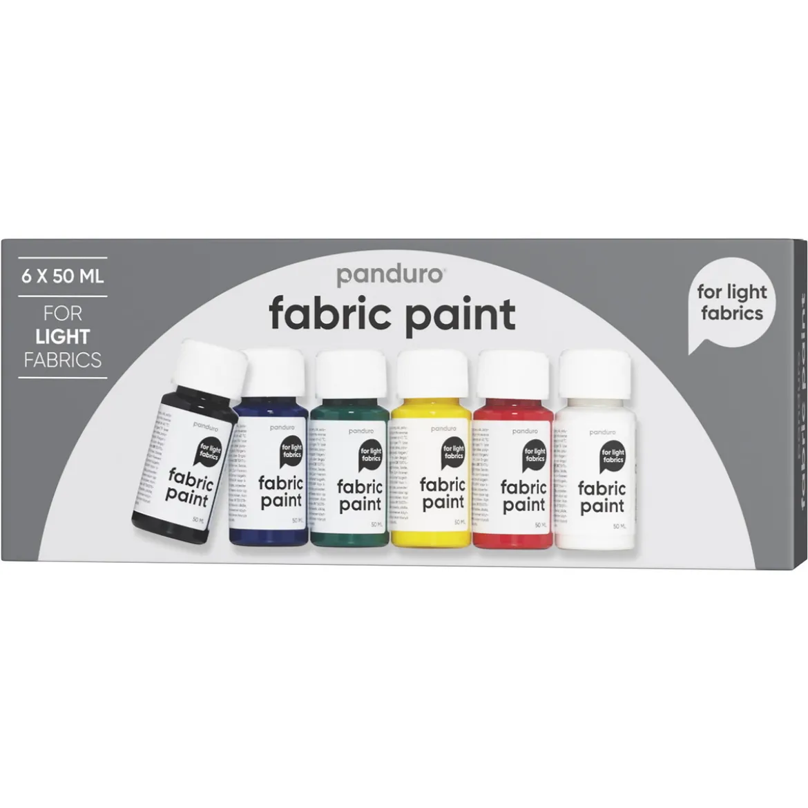 Fabric Paint set 6×50 ml, textilfärger i basfärger för ljust tyg