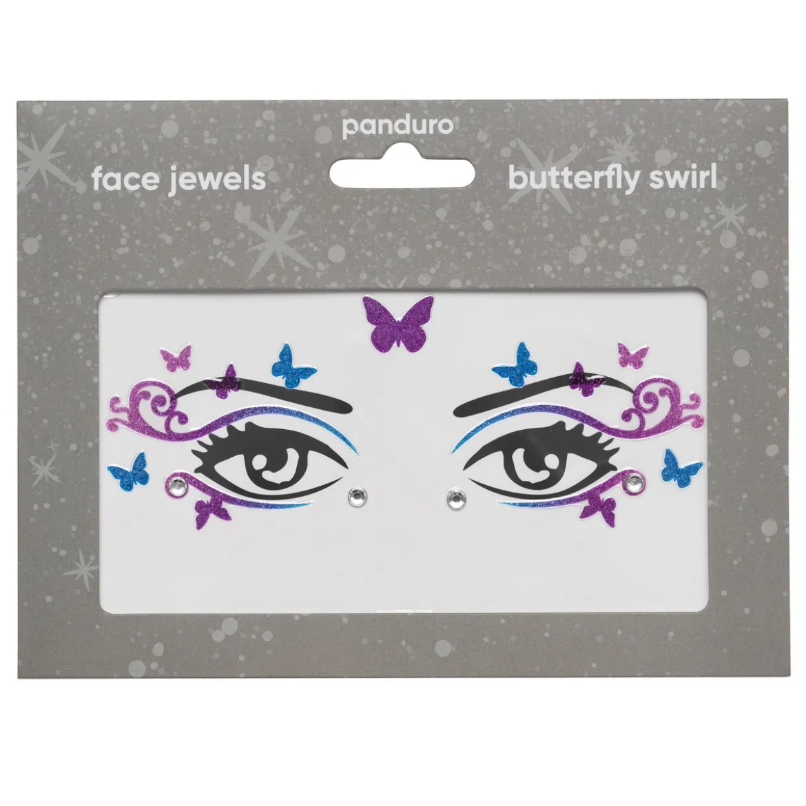 Face Jewels Butterfly Swirl – stickers & ansiktssmycke för utklädnad och maskerad