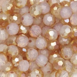 95 fasetterade glaspärlor på sträng, 4 mm i diameter – guld