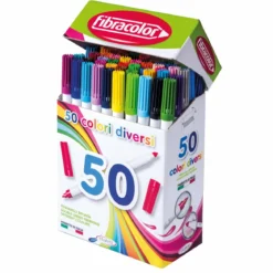 Fibracolor tuschpennor 50-pack, 50 dubbelspets-pennor i 50 olika färger