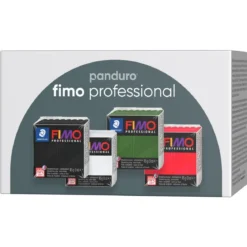 Fimo Professional 4×85 gram Fimo-lera – svart, vit, grön och röd