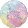 Folieballong Ø45 cm – pastellfärgad med texten Happy birthday