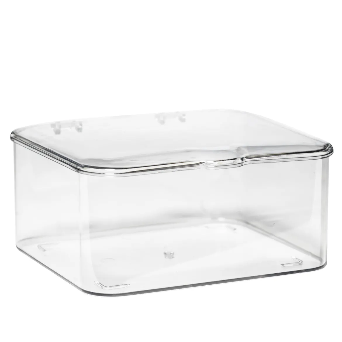 Förvaringslåda av transparent hårdplast, 18×18×9 cm