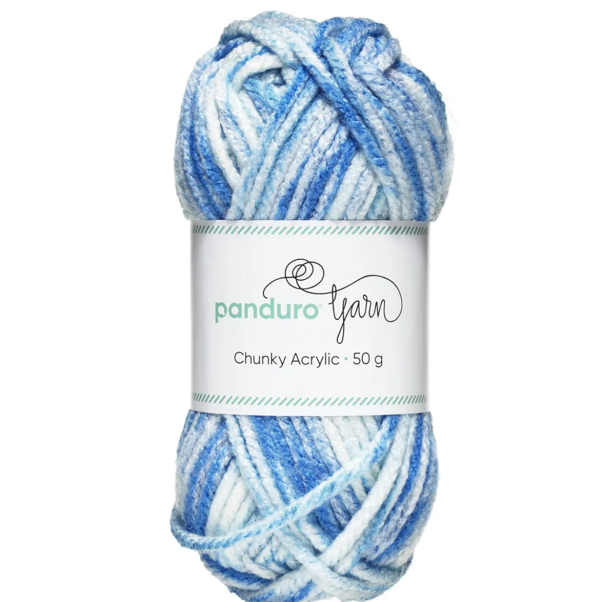Garn Chunky Acrylic 50g white to blue multi