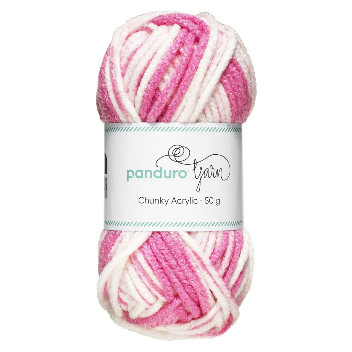 Garn Chunky Acrylic 50g white to pink multi