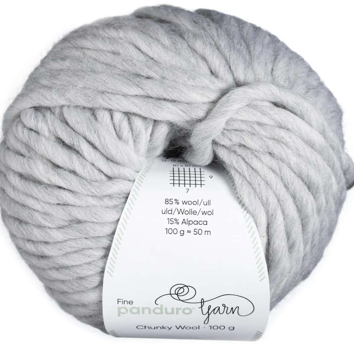 Garn Chunky Wool 100g ljusgrå