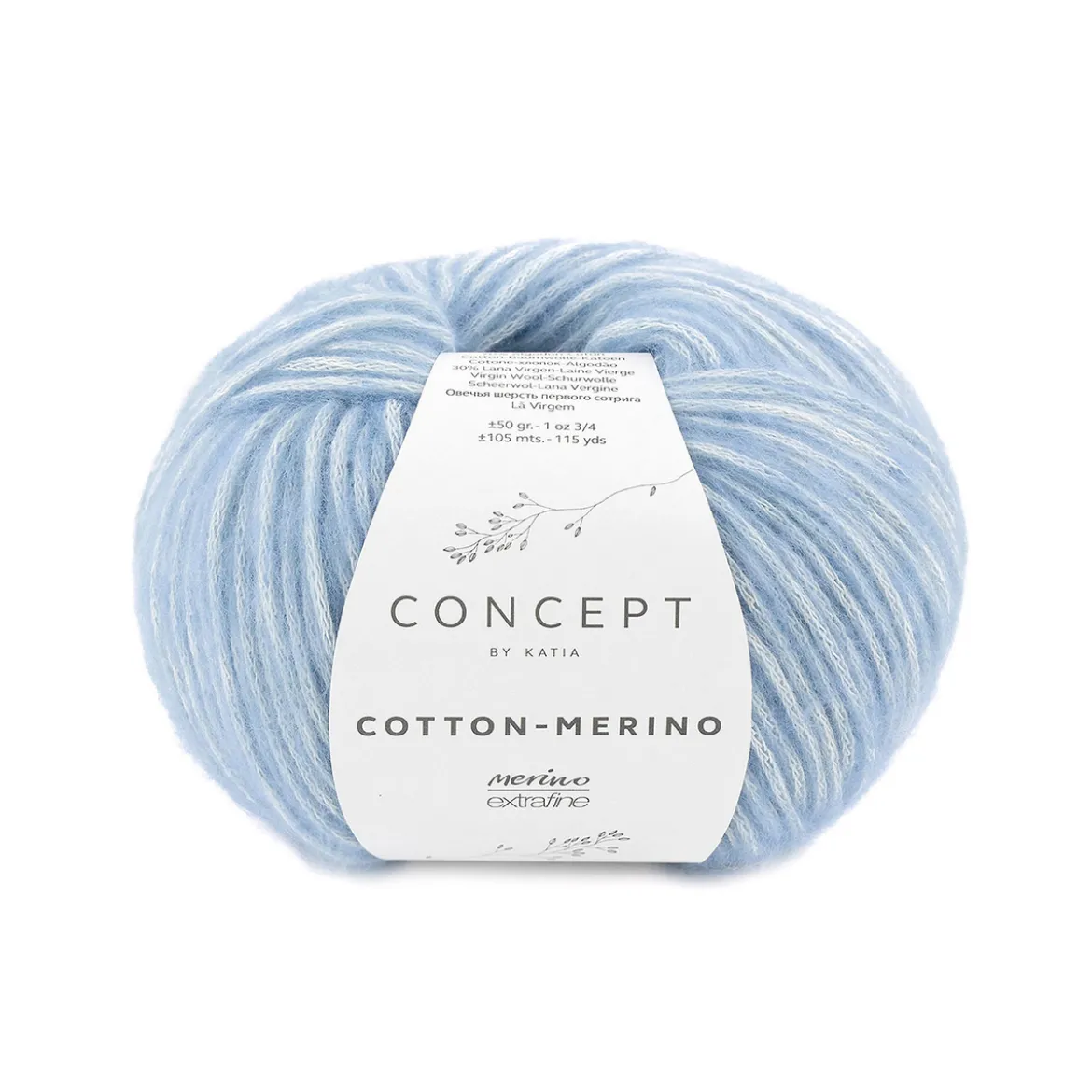 Garn Cotton Merino 50g ljusblå 131