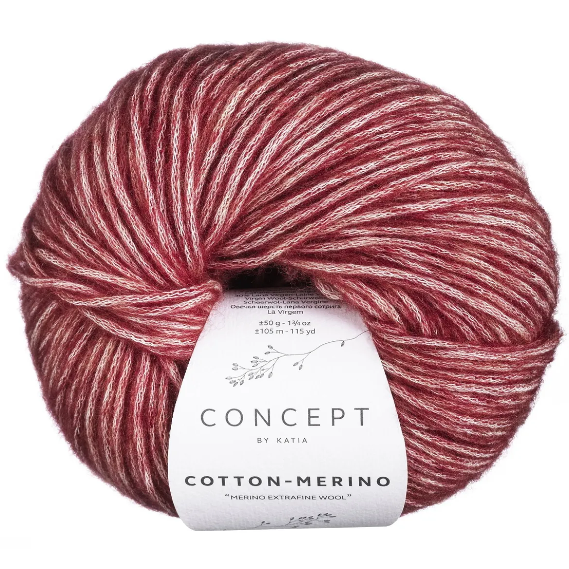 Garn Cotton Merino 50g röd 125