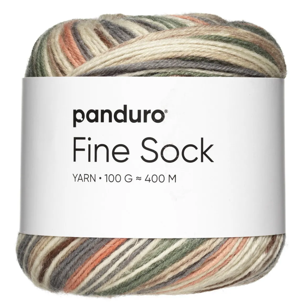 Garn Fine Sock 100g gröna & beige nyanser