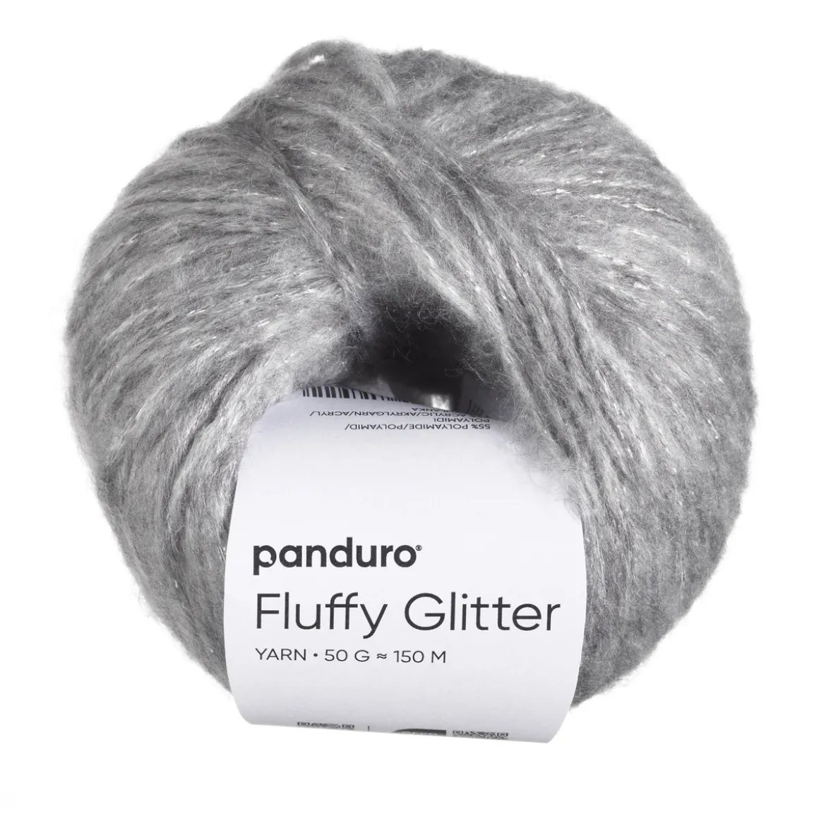 Garn Fluffy Glitter 50g grå