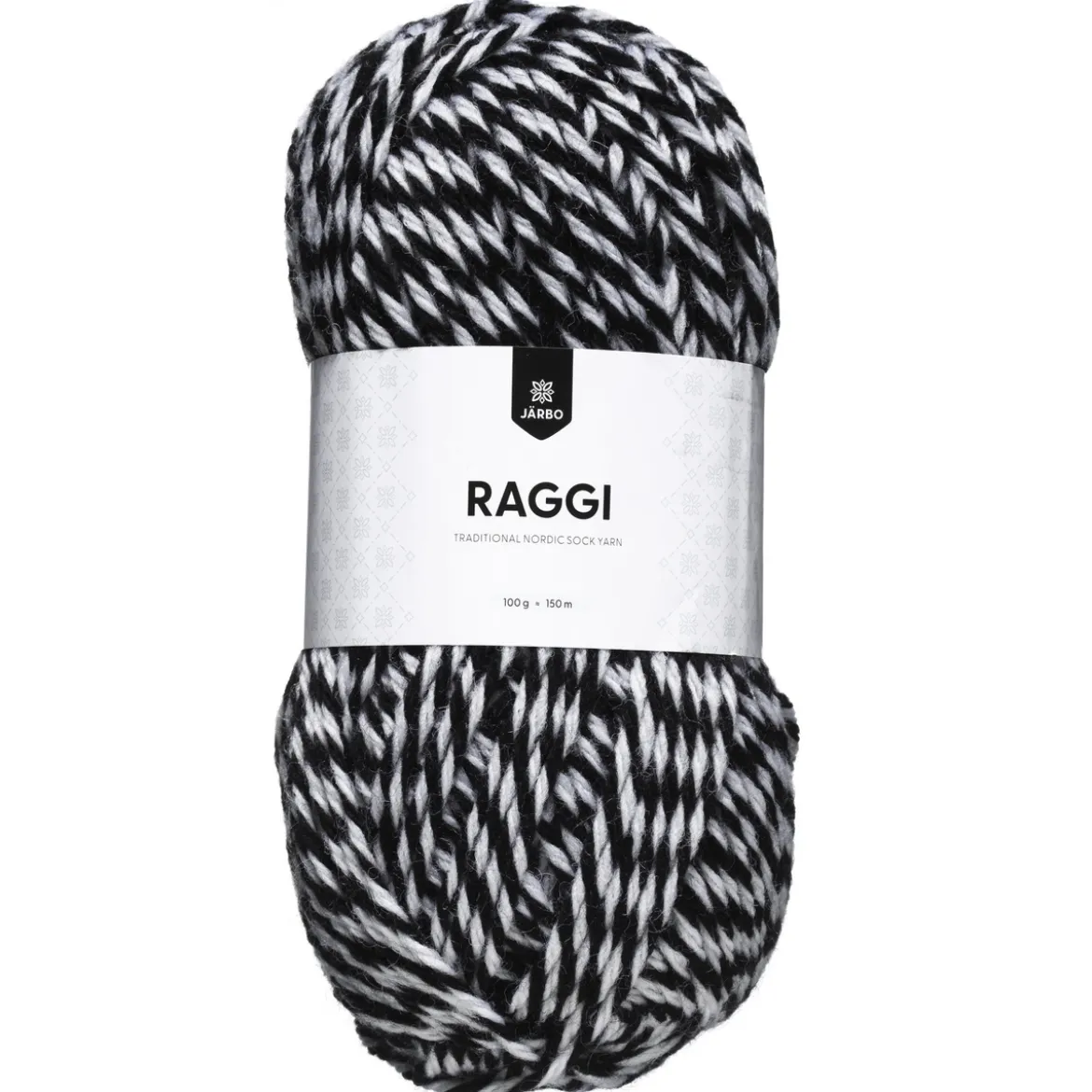 Garn Järbo Raggi 100g svart/vit – Black & white mouliné 1568
