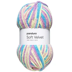 Garn Soft Velvet 100g rainbow – garn med massor av livliga färger