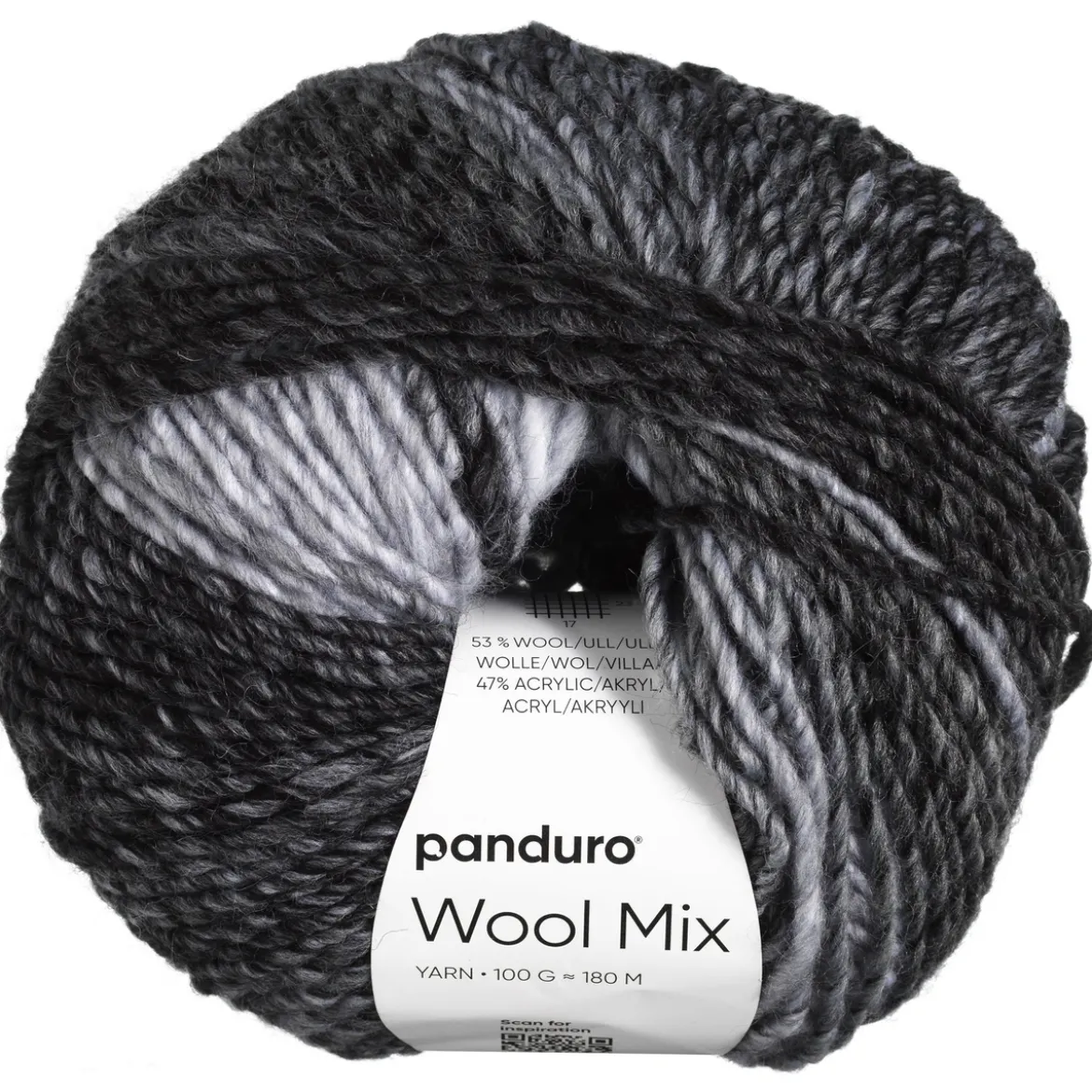 Garn Wool Mix 100g grå svart