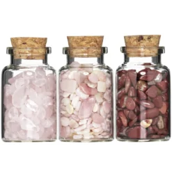 Gemstones halvädelstenar till dekoration, 3-pack rosa& rött tema