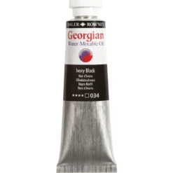 Georgian Water Mixable Oil Colour, vattenlöslig oljefärg 37 ml Ivory Black 034.