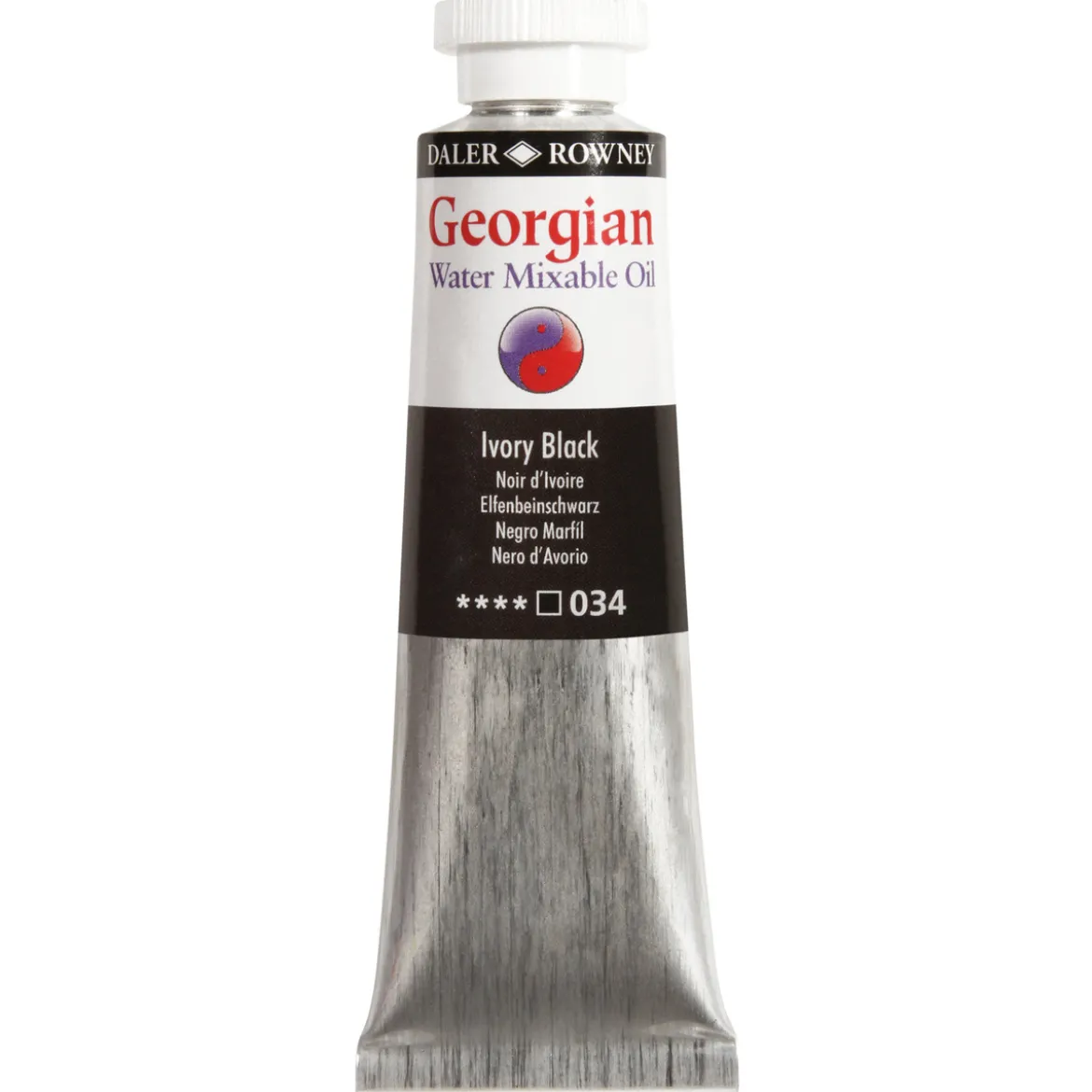 Georgian Water Mixable Oil Colour, vattenlöslig oljefärg 37 ml Ivory Black 034.