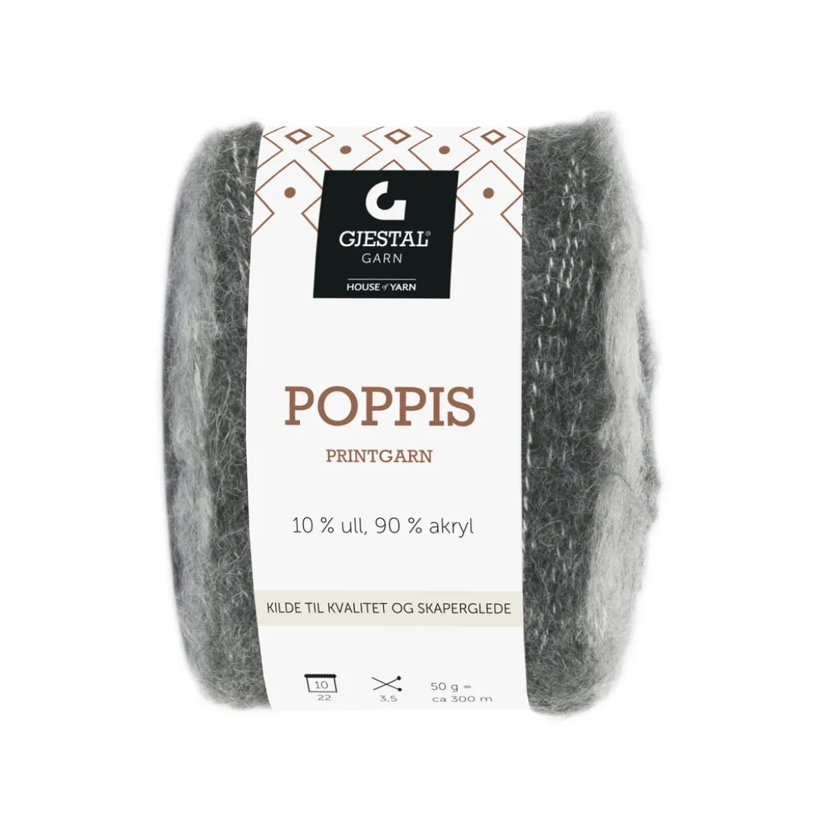 Gjestal Garn Poppis printgarn 50 g grå – graderat garn