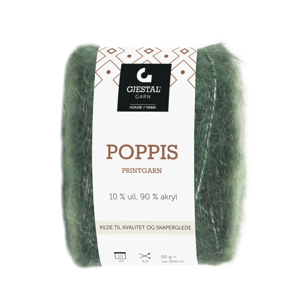 Gjestal Garn Poppis printgarn 50 g grön – graderat garn