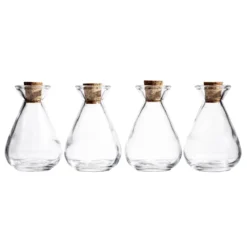 Glasflaskor med kork 4-pack, höjd 10,5 cm, Ø7 cm, rymmer 150 ml