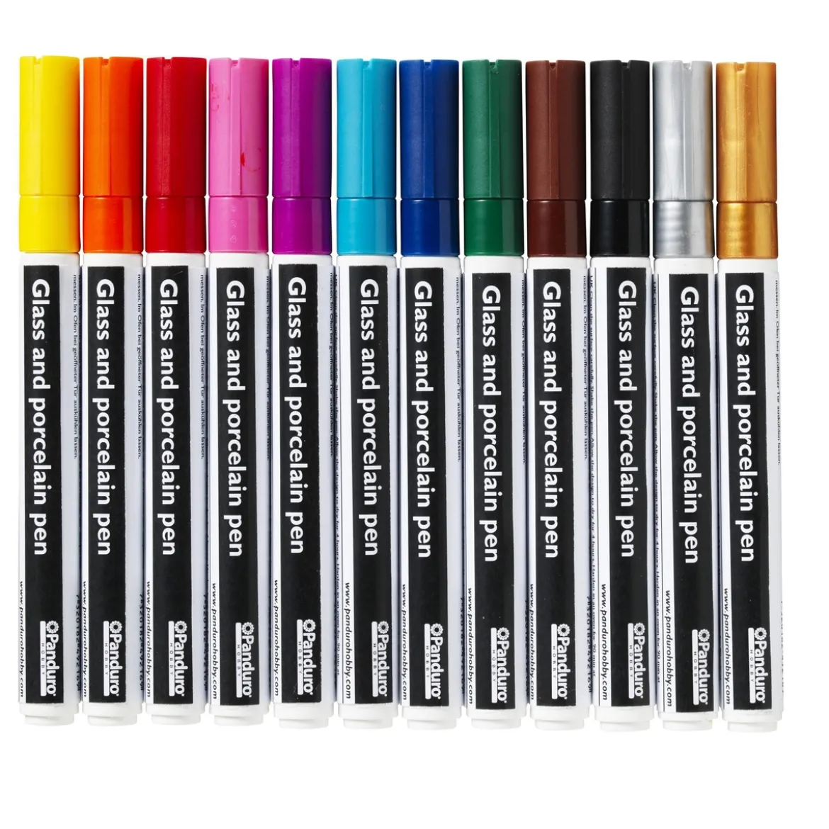 Glas & porslinspennor 6-pack i basfärger, 2 mm spets