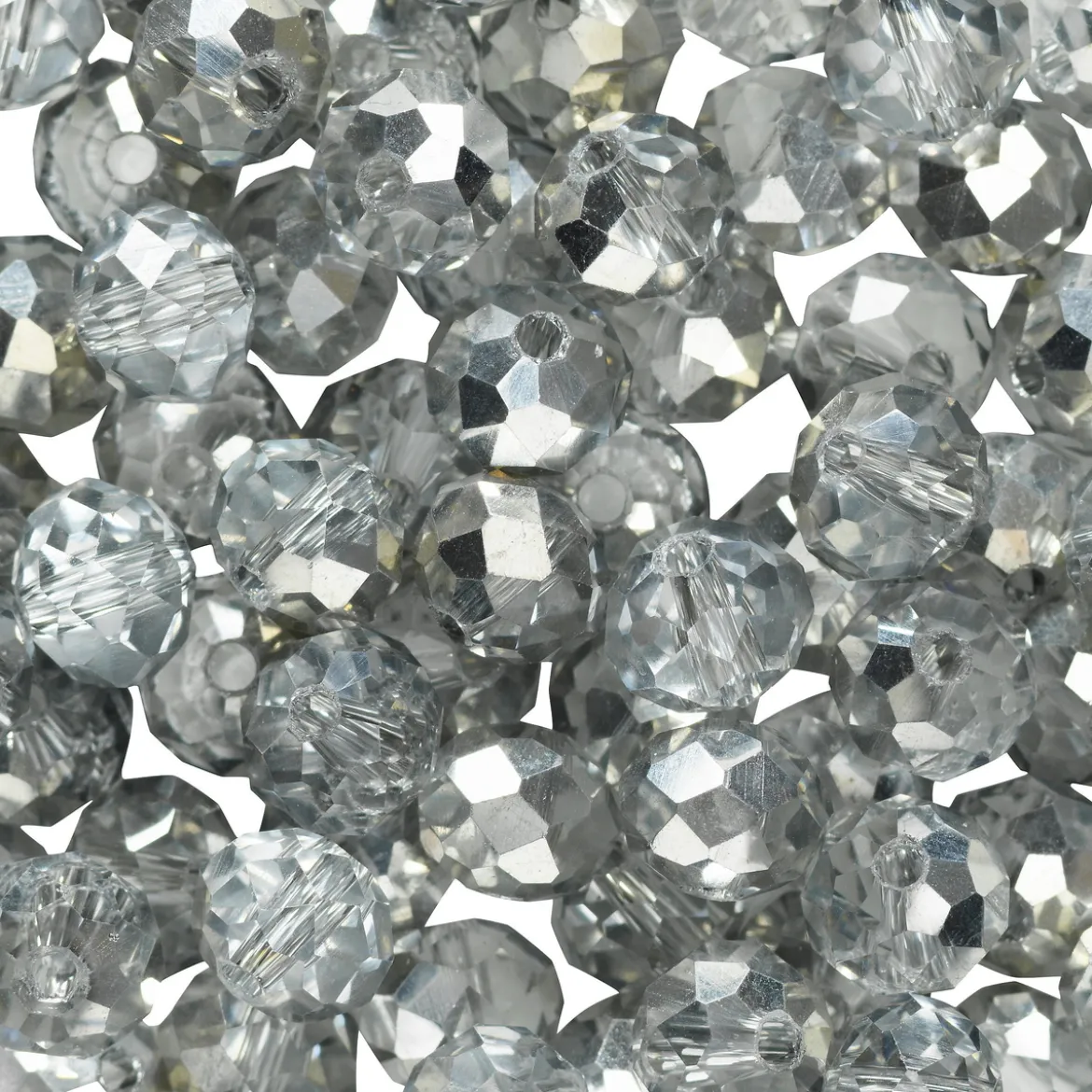 Glaspärla facett silver 80st