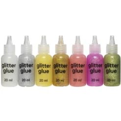 Glitterlim glitter glue 7×20 ml i pastellfärger