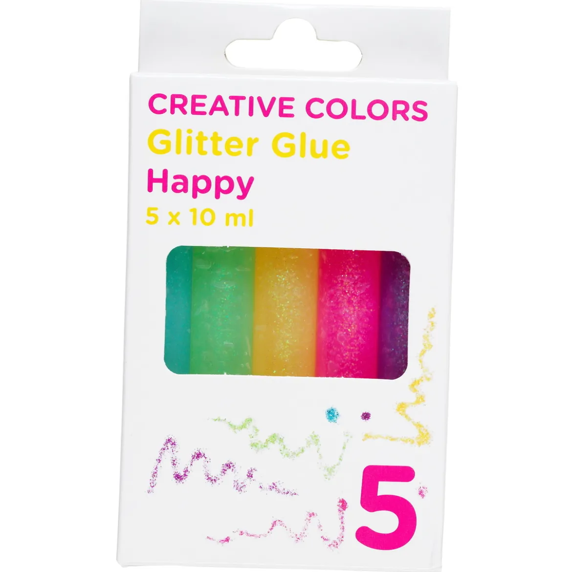 Glitterlim 5-pack happy – 5 riktigt glada färger à 10 ml