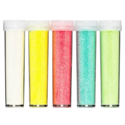 Glitter tillverkat av mer än 90% cellulosa, 5-pack à 7 gram i iriserande pastellfärger