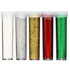 Glitter tillverkat av mer än 90% cellulosa, 5-pack à 7 gram i basfärger