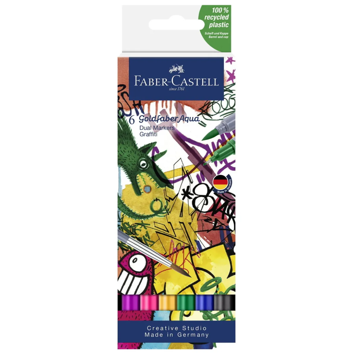 Goldfaber Aqua Dual Marker Set Graffiti – 6 pennor med vilda färger