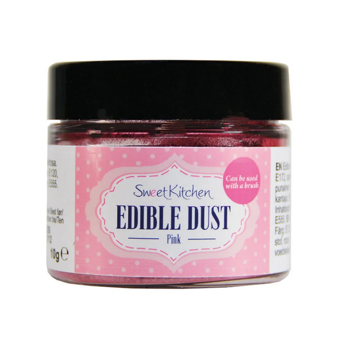 10 gram ätbart glitterpulver – rosa