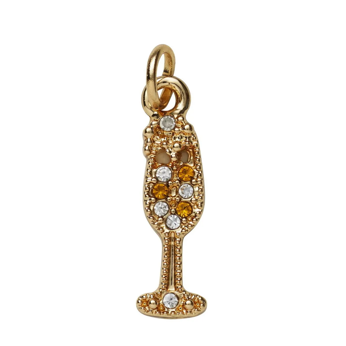 Guldfärgat hänge charm champagneglas med strass 5×15 mm