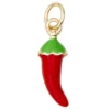 Guldfärgat hänge charm med en röd chili, längd 14 mm, Ø5 mm
