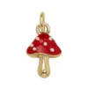 Guldfärgat hänge charm med prickig röd svamp 10×12×4 mm