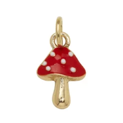 Guldfärgat hänge charm med prickig röd svamp 10×12×4 mm