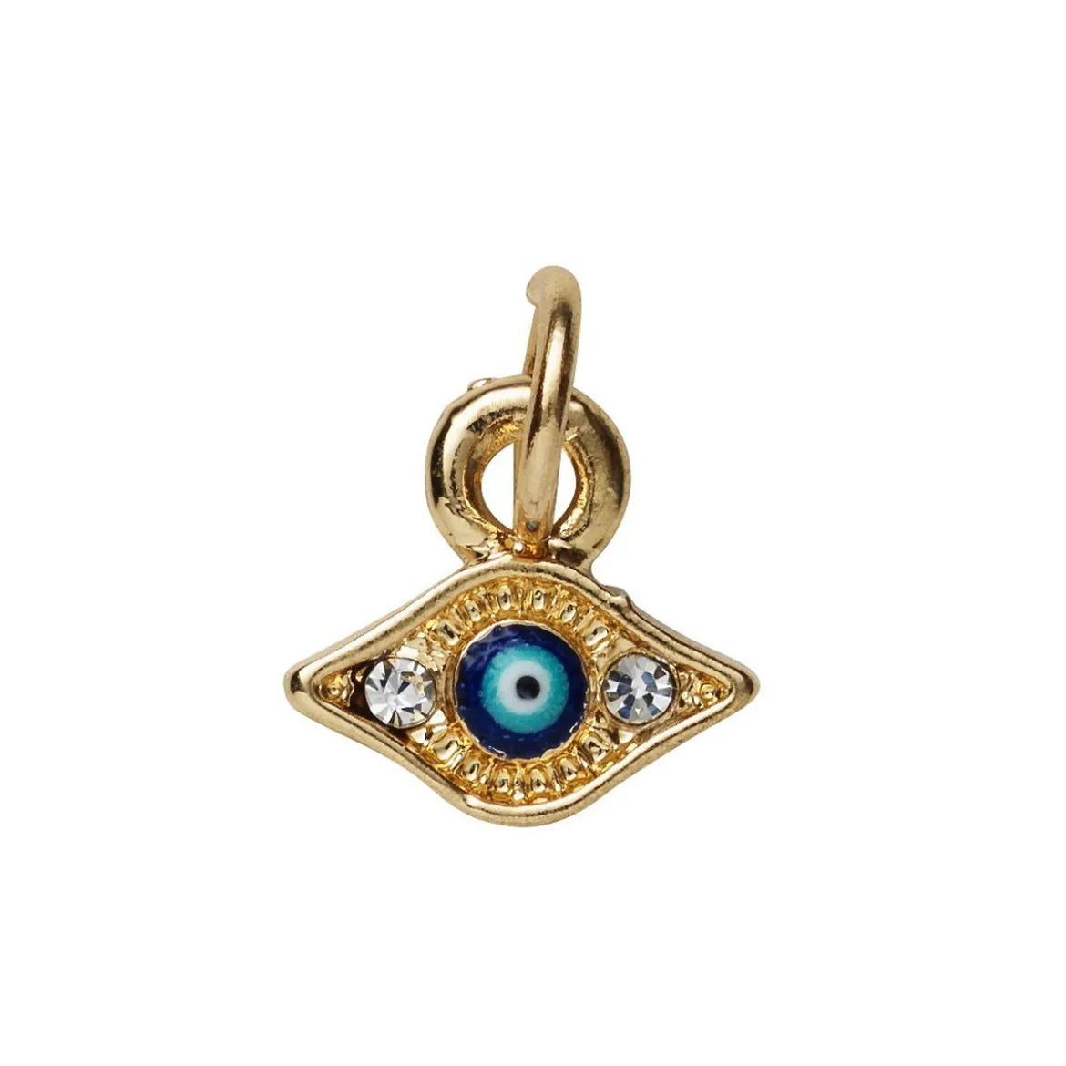 Guldfärgat hänge charm onda ögat med strass 7,8×9 mm