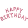 Happy Birthday folieballonger, rosa – total bredd ca 270 cm