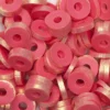 Heishi-pärlor i rör – guldskimrande röda heishis, Ø6 mm
