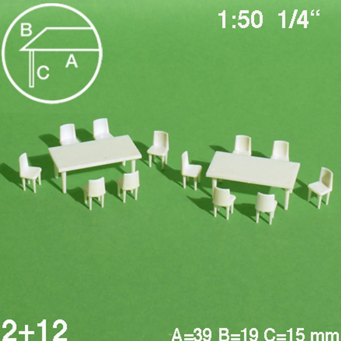 Hermoli bord+ 12st stolar 1:50